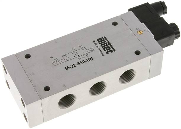 5/2-Wege Magnetventil, G 1/2", Luftfeder, 24 V=