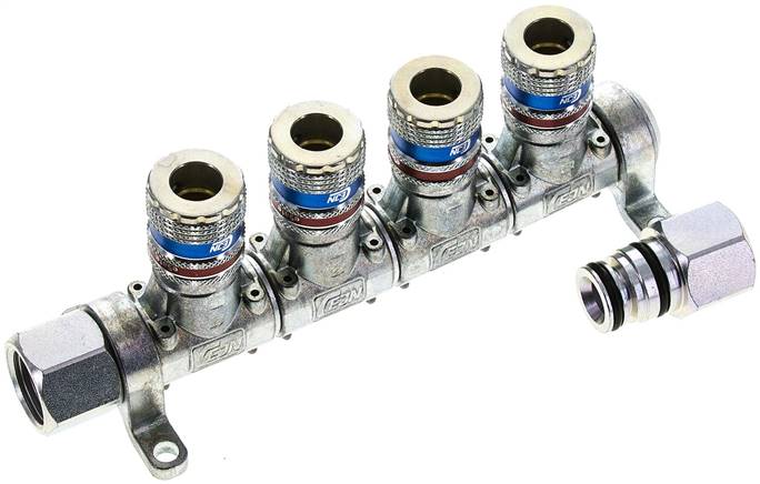 CEJN Multilink 4-fach Verteiler, mit Sicherheitskupplung eSafe als Abgang