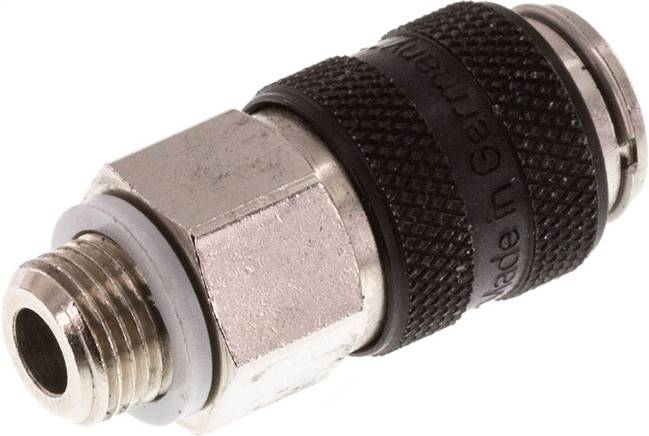 Schnellkupplung (NW5) G 1/8"(AG), Messing vernickelt, schwarz