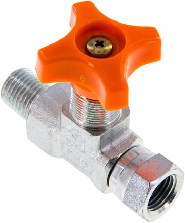 Manometer-Absperrventil R 1/4"(AG)-G 1/4" (ÜWM, flachdichtend), ohne Prüfanschluss