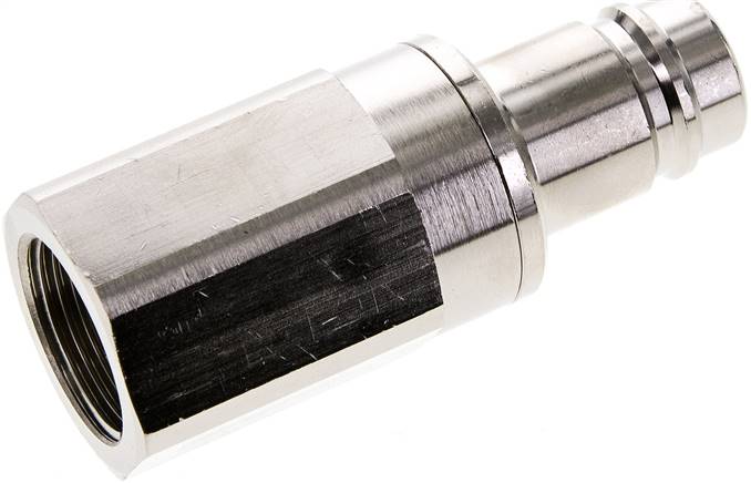 Kupplungsstecker (NW15) G 3/4"(IG), Messing vernickelt, beidseitig absperrend