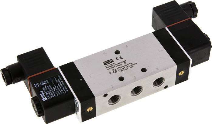 5/3-Wege Magnetventil, G 1/4", Mittelstellung entlüftet, 24 V= (ATEX), NW 9, Versorgung aus eigensicheren Stromkreisen