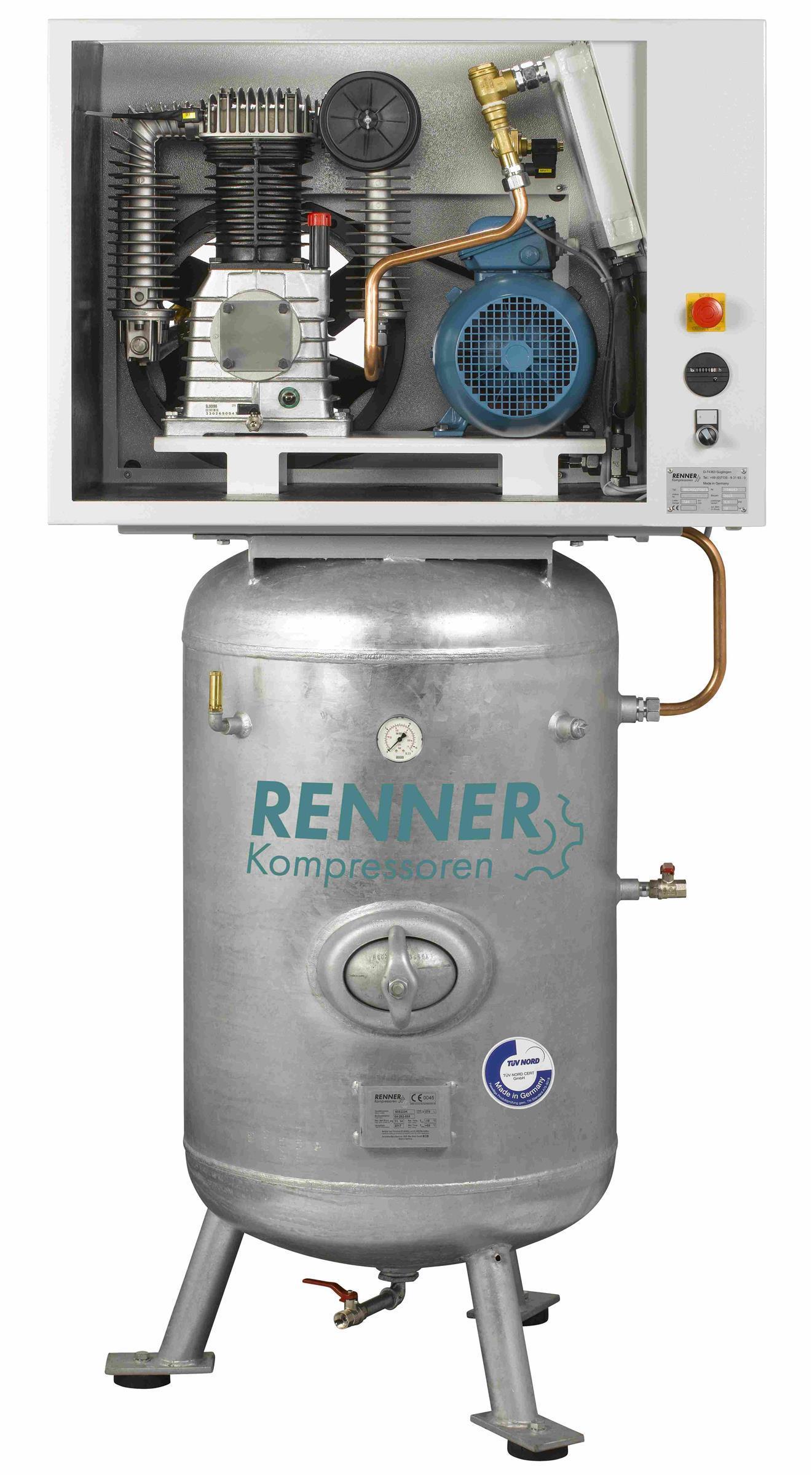 RENNER RIKO 960/270 ST-S Industrie-Kolbenkompressor 10bar - Behälter, Schalldämmhaube