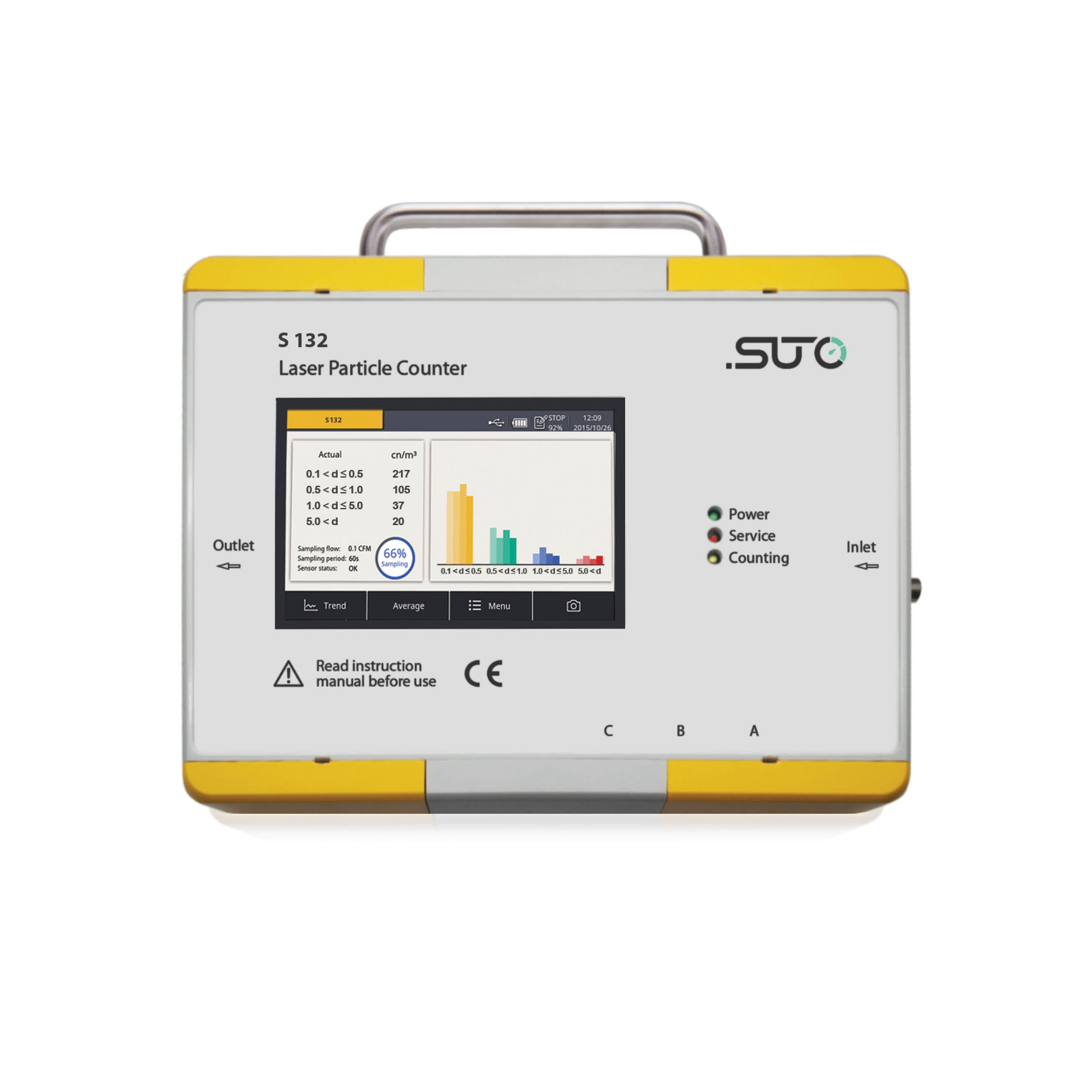 S132 Laser-Partikelzähler Druckluft, 0,1-5,0 µm, Display, Datenlogger