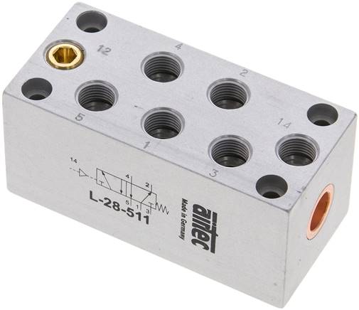 5/2-Wege Pneumatikventil mit Feder, G 1/8", ATEX-Zulassung, Anschlüsse oben