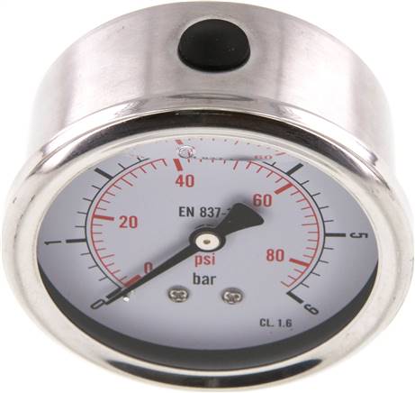 Glycerin-Manometer waagerecht (CrNi/Ms),63mm, 0 - 6bar -Eco-Line