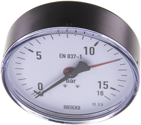 Manometer waagerecht, 100mm, 0 - 16 bar
