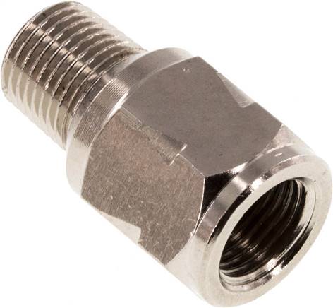 Mini-Rückschlagventil R/Rp 1/8" (AG/IG), Messing vernickelt, Dichtung FKM, ohne Feder
