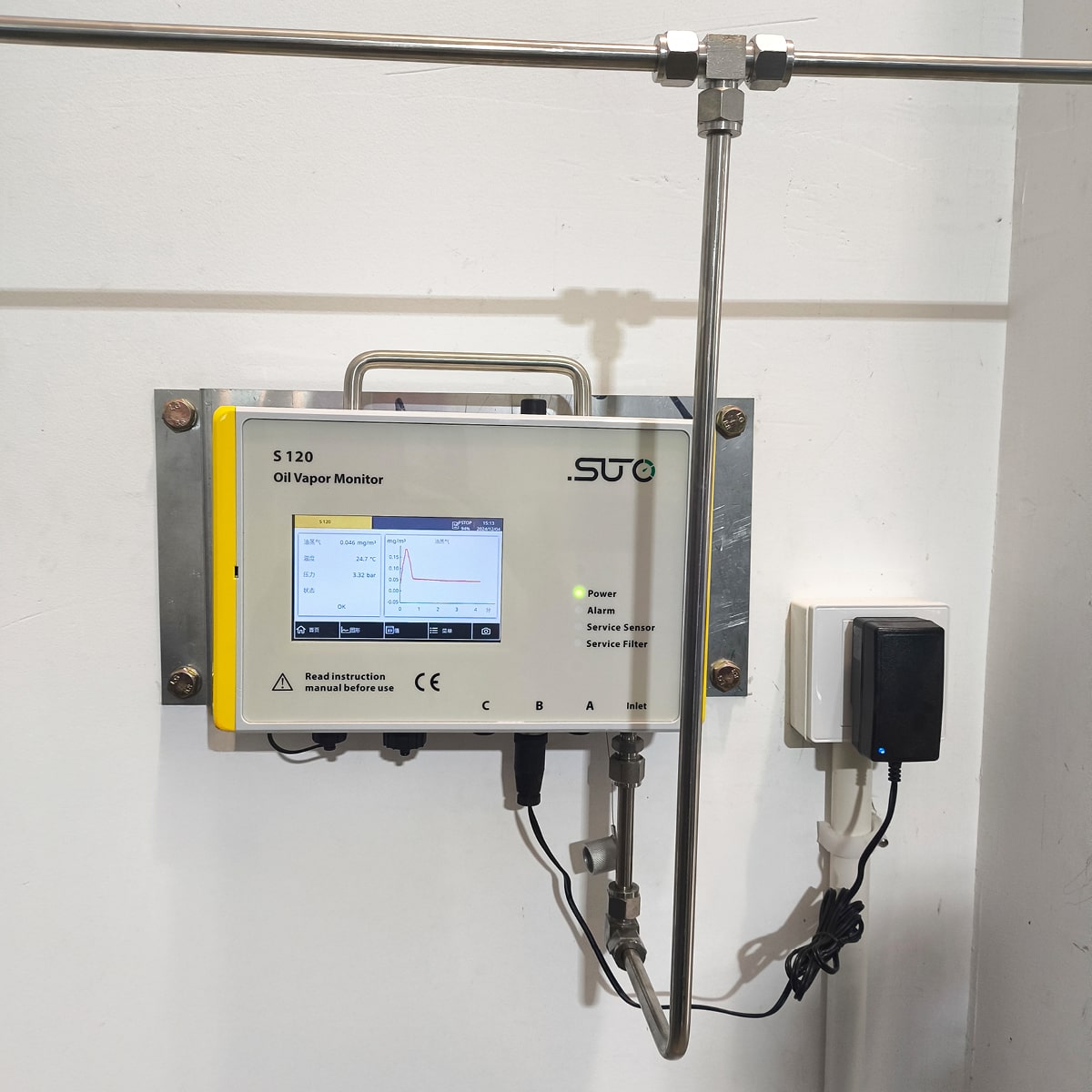S120 Öldampf-Monitor Druckluft 0,001-5 mg/m³ mit Taupunktsensor, Touchdisplay, Datenlogger