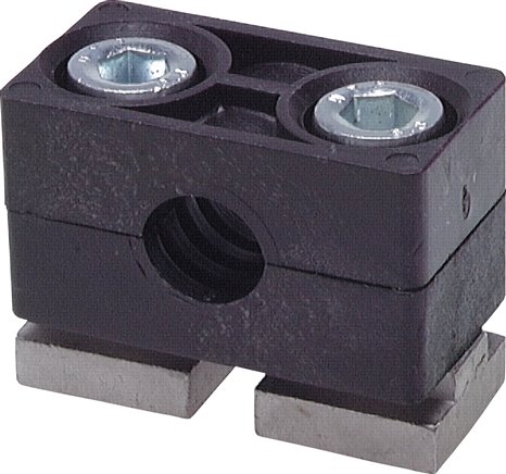 Edelstahl-Rohrschelle, 42mm, Baugröße 4, schwere Baureihe, zum Aufbau auf C-Tragschiene