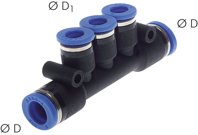 Steckanschluss-Mehrfachvert. 8mm-6mm, IQS-Standard3 Abgänge