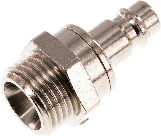 Kupplungsstecker (NW7,2) G 1/2"(AG), Messing vernickelt, beidseitig absperrend