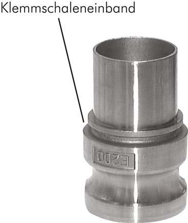 DIN/EN-Kamlock-Stecker (E/EC) 100 (4")mm Schlauch, Edelstahl (1.4408)
