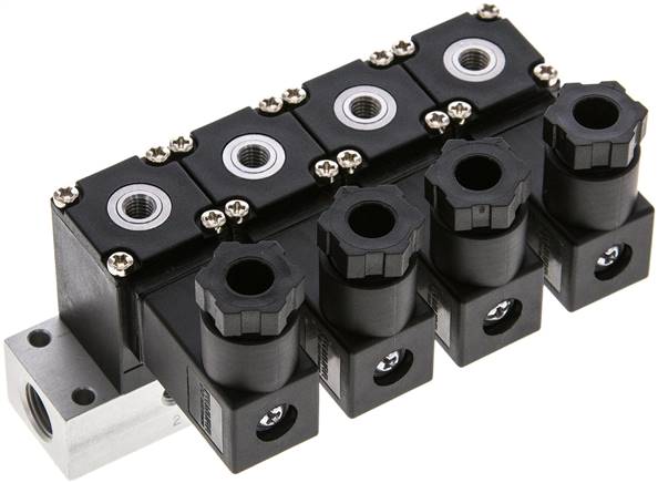 3/2-Wege Magnetventil, M 5, geschlossen (NC), 4-fach 24V=