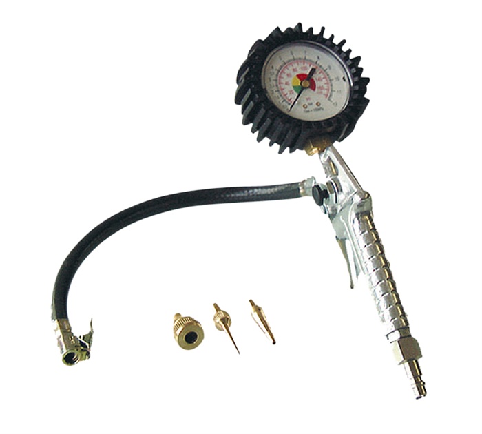 Hand-Reifenfüller ungeeicht 0 - 10 bar mit Adapter-Set
