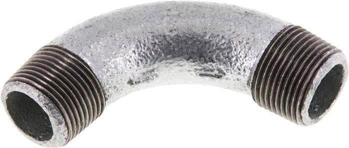 90°-Bogen R 3/4" (AG), Temperguss verzinkt