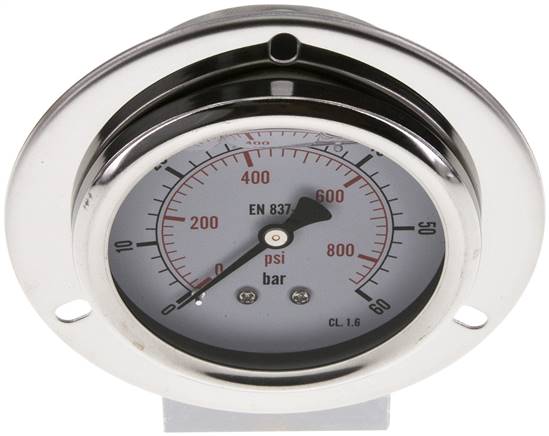 Glycerin-Einbaumanometer,Frontring, 63mm, 0 - 60 bar -Eco-Line