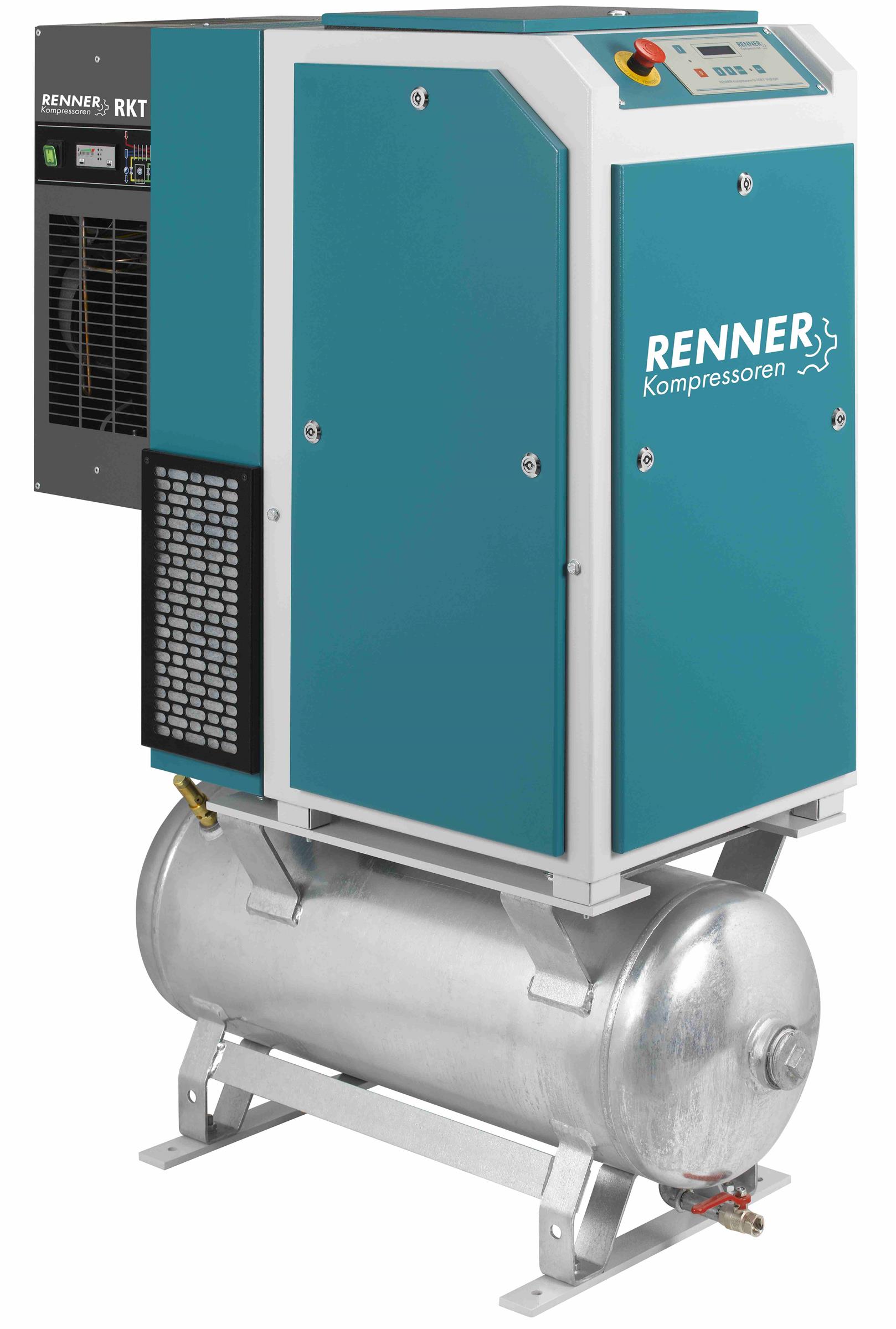 RENNER-Kompressor RSDKF-PRO 5,5 90L Behälter inkl. Kältetrockner - frequenzgeregelte Schraube