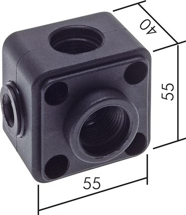 Wanddose (Verteiler) 2 x G 1/2"(+3 x G 1/2"), Kunststoff