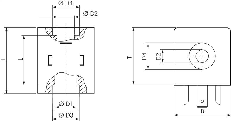 Magnetspule 12 V=, Bauform E, Steckergröße