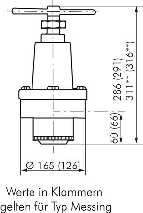 Druckregler, Messing, G 1", 3 - 50bar (für CO2)
