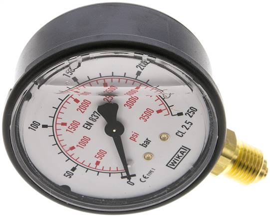 Glycerin-Manometer senkrecht (KU/Ms), 63mm, 0 - 250 bar