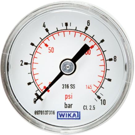 ES-Manometer waagerecht, 50mm, 0 - 1,6 bar, G 1/4"