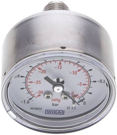 ES-Manometer waagerecht, 50mm, -1 bis 0 bar, G 1/4"