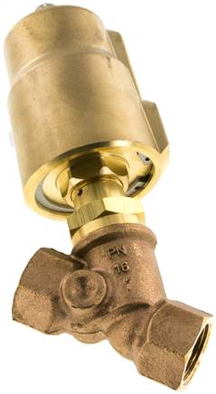 Schrägsitzventil Messing, G 3/4", geschlossen, Spindelabdichtung aus PTFE