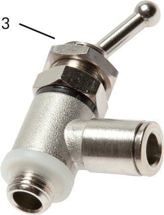 Kipphebelventil 3/2-Wege, Druckeingang: Hohlschraube, 6 mm (außen)-G 1/4" (AG)