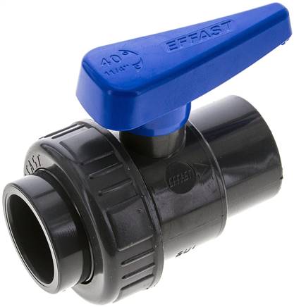Einring-Klebemuffen-Kugelhahn, PVC-U, 40mm (Wasserausf.)