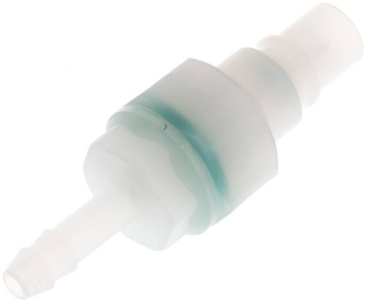 Kupplungsstecker (NW7,2) 6 (1/4") mm Schlauch, PVDF absperrend, beidseitig absperrend