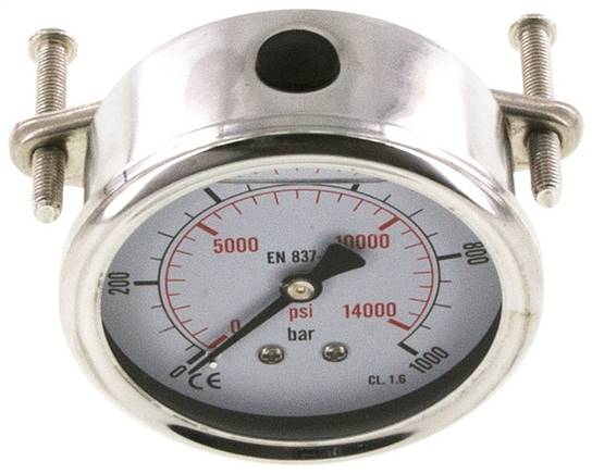 Glycerin-Einbaumanometer, 3kt-Frontring, 63mm, 0 - 1000 bar -Eco-Line