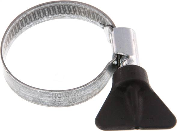 9mm Schlauchschelle 25 - 40mm, Stahl verzinkt (W1) (NORMA) mit Flügelgriff