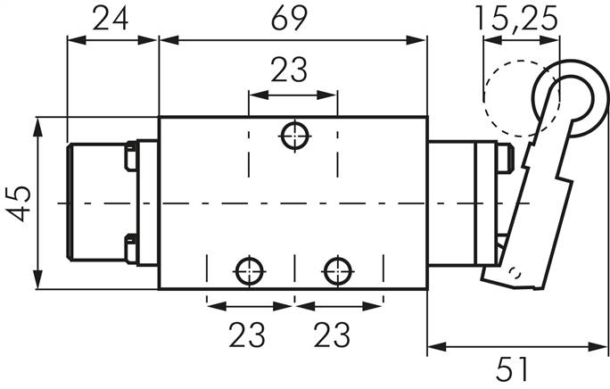5/2-Wege-Endschalter, G 1/4" , Rollenhebel, Edelstahl