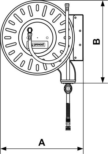 Prevost Schlauchaufroller 25 m für Wasser, Edelstahl, Gummischlauch DLOI1625LS