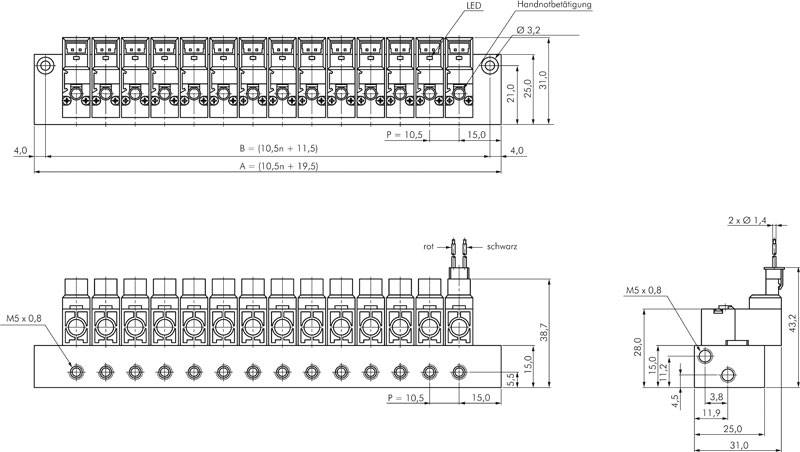 Reihenleiste (10-fach) für YSV10 und YSV11