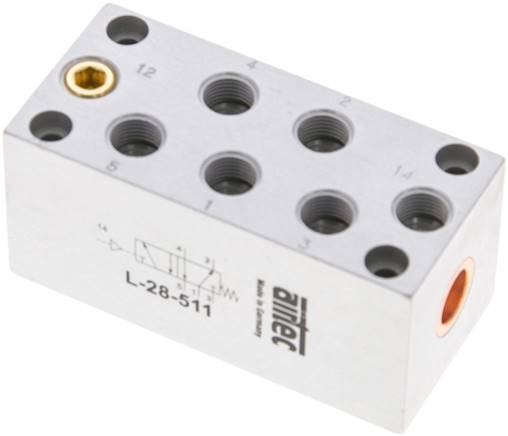 5/2-Wege Pneumatikventil mit Feder, G 1/8", Anschlüsse oben