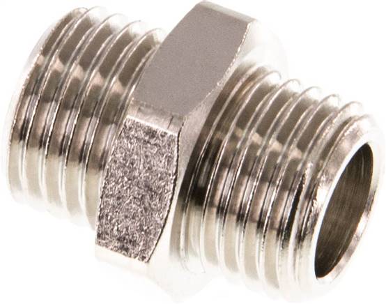 Doppelnippel G 1/4"-G 1/4", Messing vernickelt