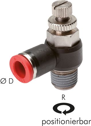 Winkel-Drosselrückschlagventil R 1/4"-10mm,zuluftregelnd