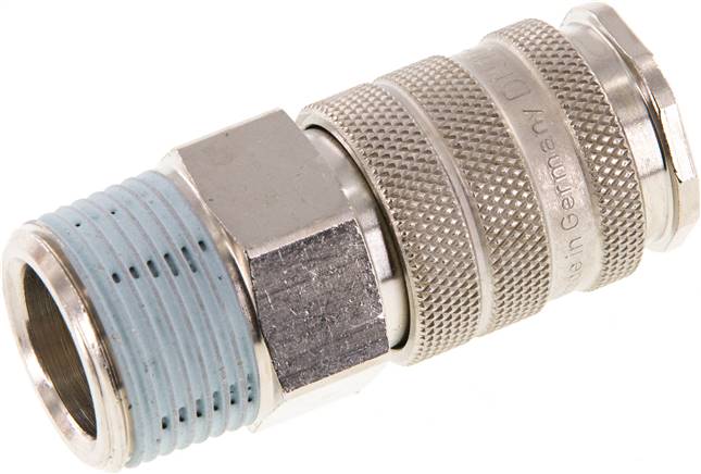 Schnellkupplung (NW10) R 3/4"(AG), Messing vernickelt, für Stecker beidseitig absperrend