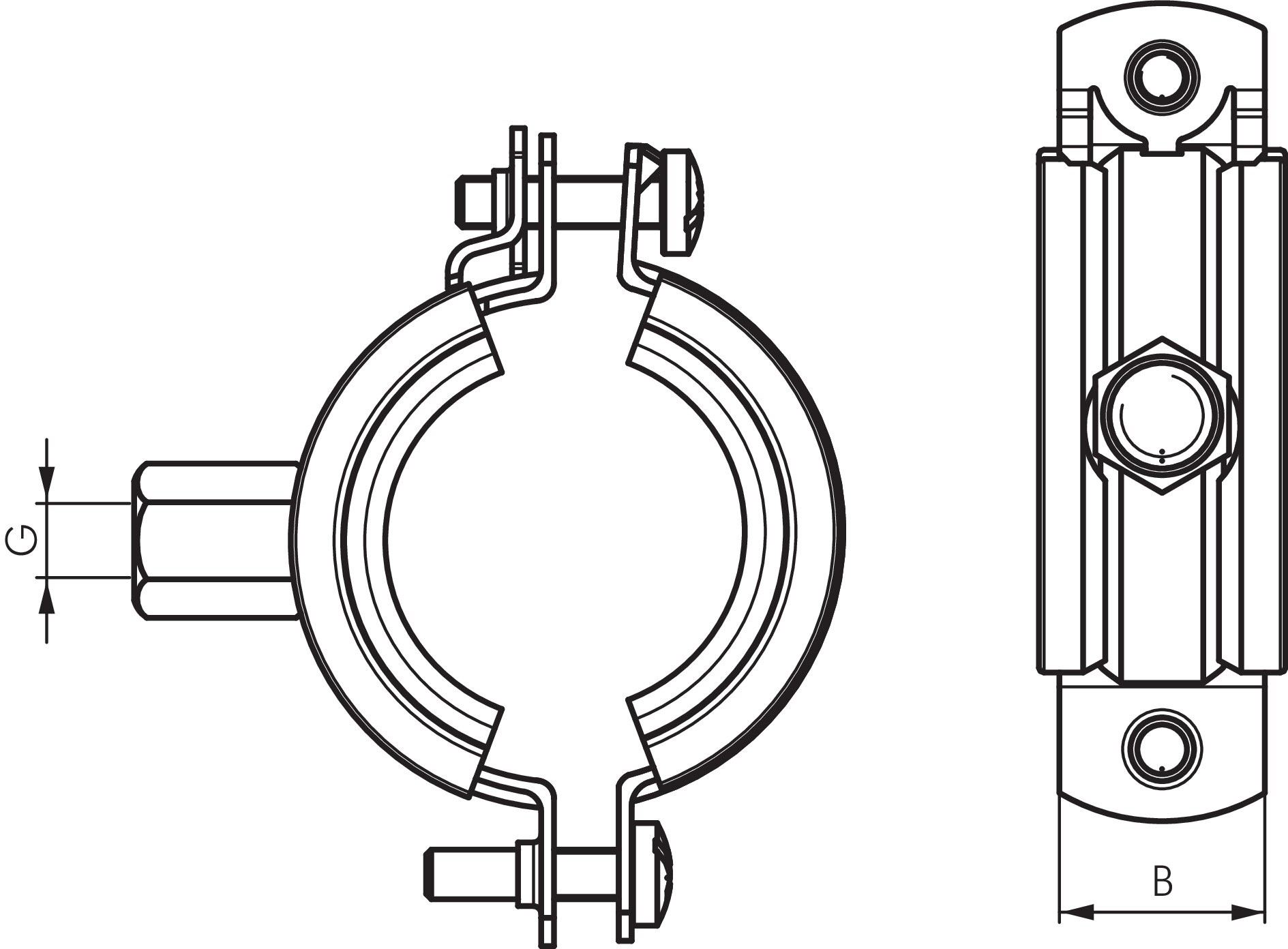 Rohrschelle 101 - 110mm,Stahl verzinkt mit Einlage, FISCHER