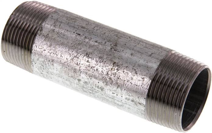 Rohrdoppelnippel R 1-1/4"-120mm, Stahlrohr ST 37 verzinkt