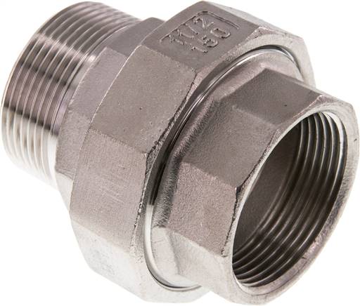 Verschraubung kon. dichtend, Rp 1-1/2"/R 1-1/2" (IG/AG), Edelstahl
