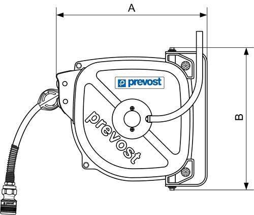Prevost Schlauchaufroller 12 m für Wasser, Edelstahl, PU-Schlauch Ether DRFI1012LS