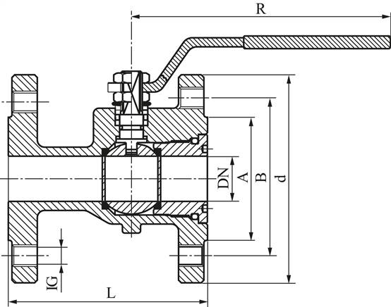 Flanschkugelhahn, Gussgehäuse, DN40-PN16 (DIN)