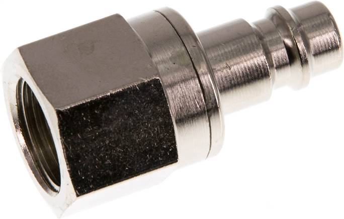 Kupplungsstecker (NW7,2) G 3/8"(IG), Messing vernickelt, beidseitig absperrend