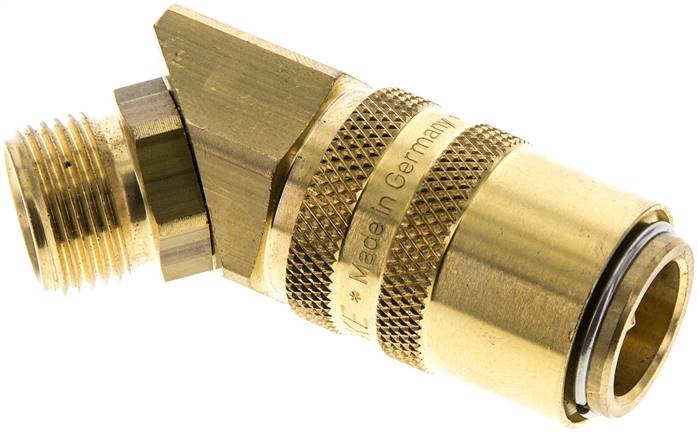 45°-Temperier-Schnellkupplung 13mm Zapfen,G 3/8"(AG), Messing, für Stecker beidseitig absperrend