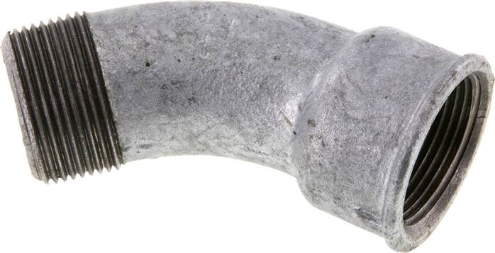 45°-Bogen Rp 1-1/4"(IG)-R 1-1/4"(AG), Temperguss verzinkt