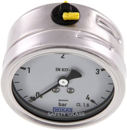 Chemie-Glycerin-Manometer waagerecht, 63mm, 0 - 4bar